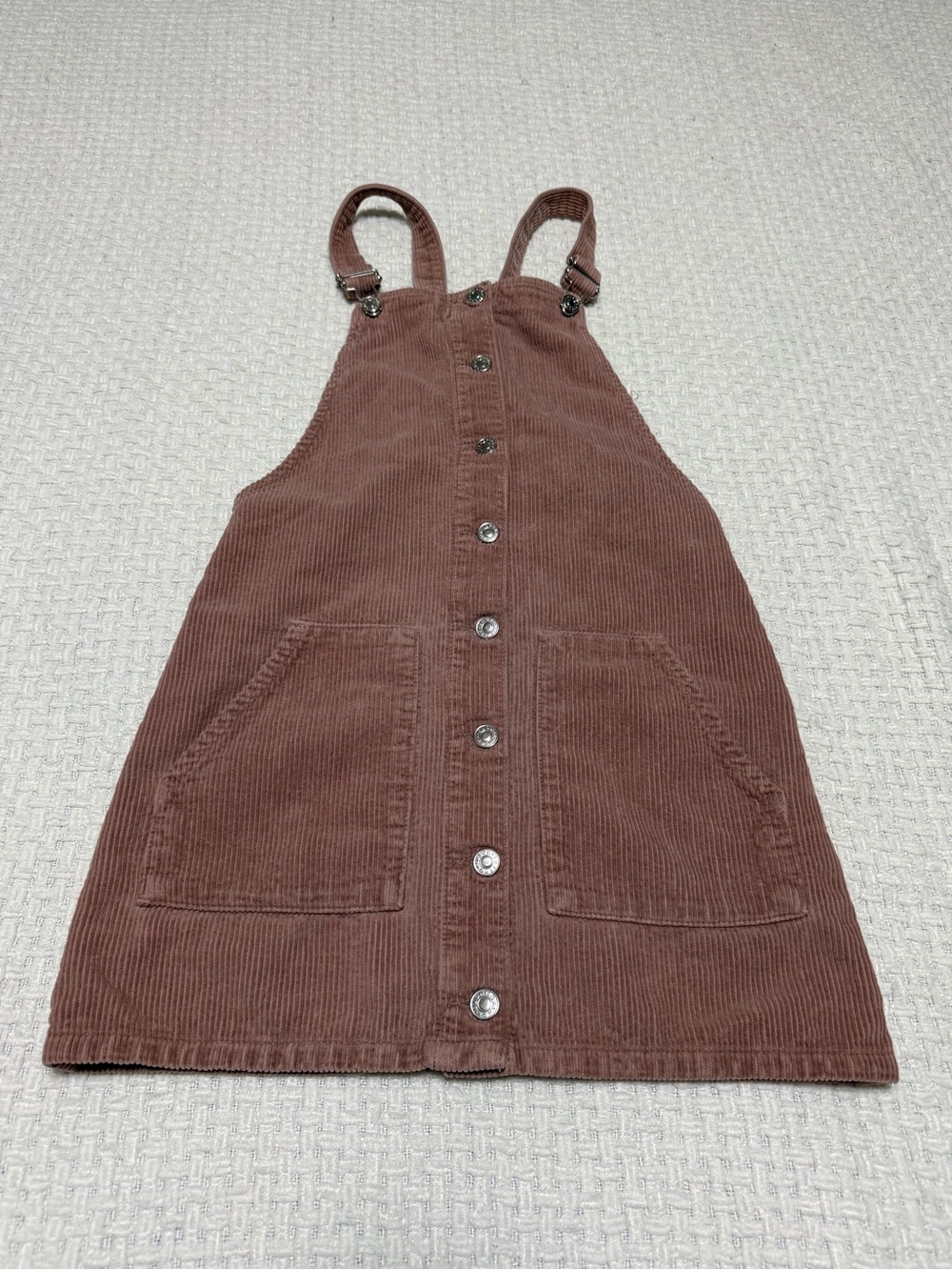 TopShop Moto women’s pink/mauve corduroy overall dress, size 2.